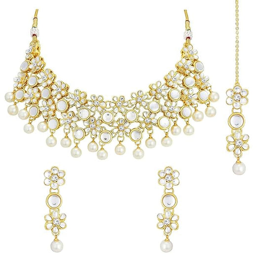 Emerald Necklace Kundan Maang Tikka