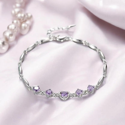 Copper Sterling Silver Plated Heart Shape Designed Charm Bracelet for Women