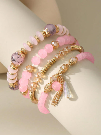 Bohemian Multilayer Crystal Bead Charm Bracelet