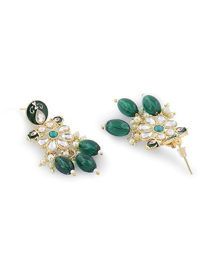 Meenakari Kundan Green Pink Necklace