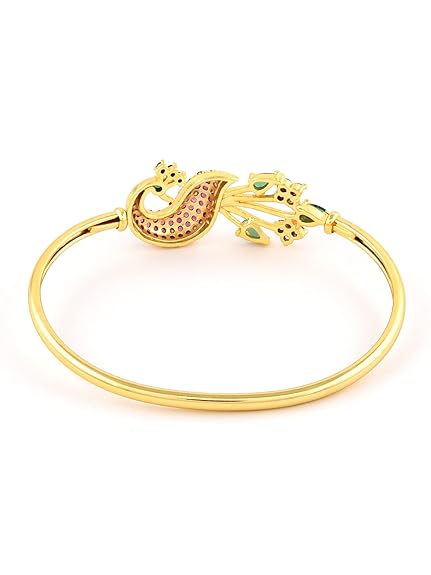 Gold Cubic Zirconia Peacock Bracelet for Ladies