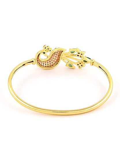 Gold Cubic Zirconia Peacock Bracelet for Ladies