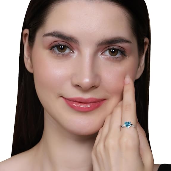 Blue Topaz Sterling Silver Ring in 925 Pure Silver Adjustable Modern Design