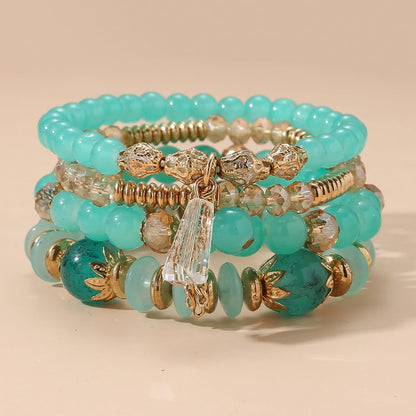 Bohemian Multilayer Crystal Bead Charm Bracelet