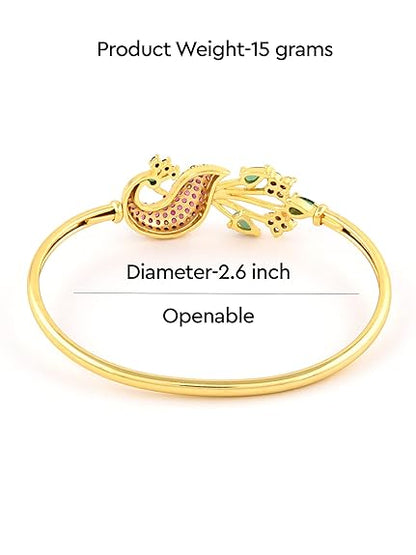 Gold Cubic Zirconia Peacock Bracelet for Ladies