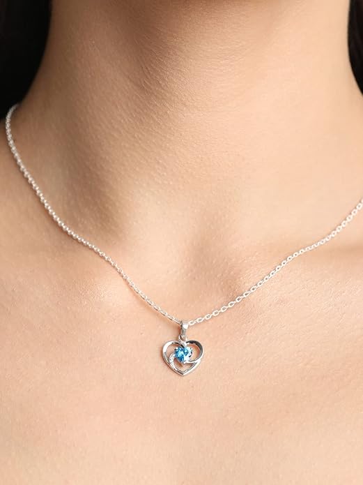 Silver Heart Pendant Necklace in 925 Sterling Silver with Optional Chain