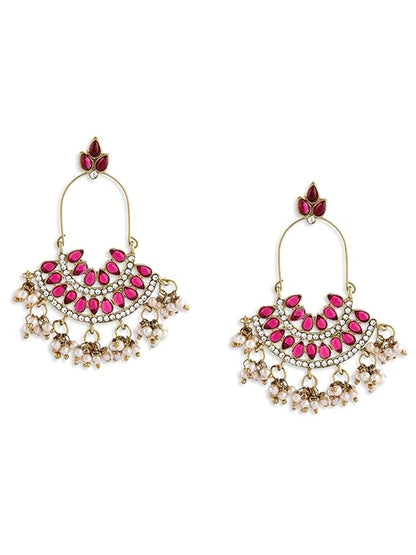 Pink Kundan Austrian Diamond Dangle Earrings