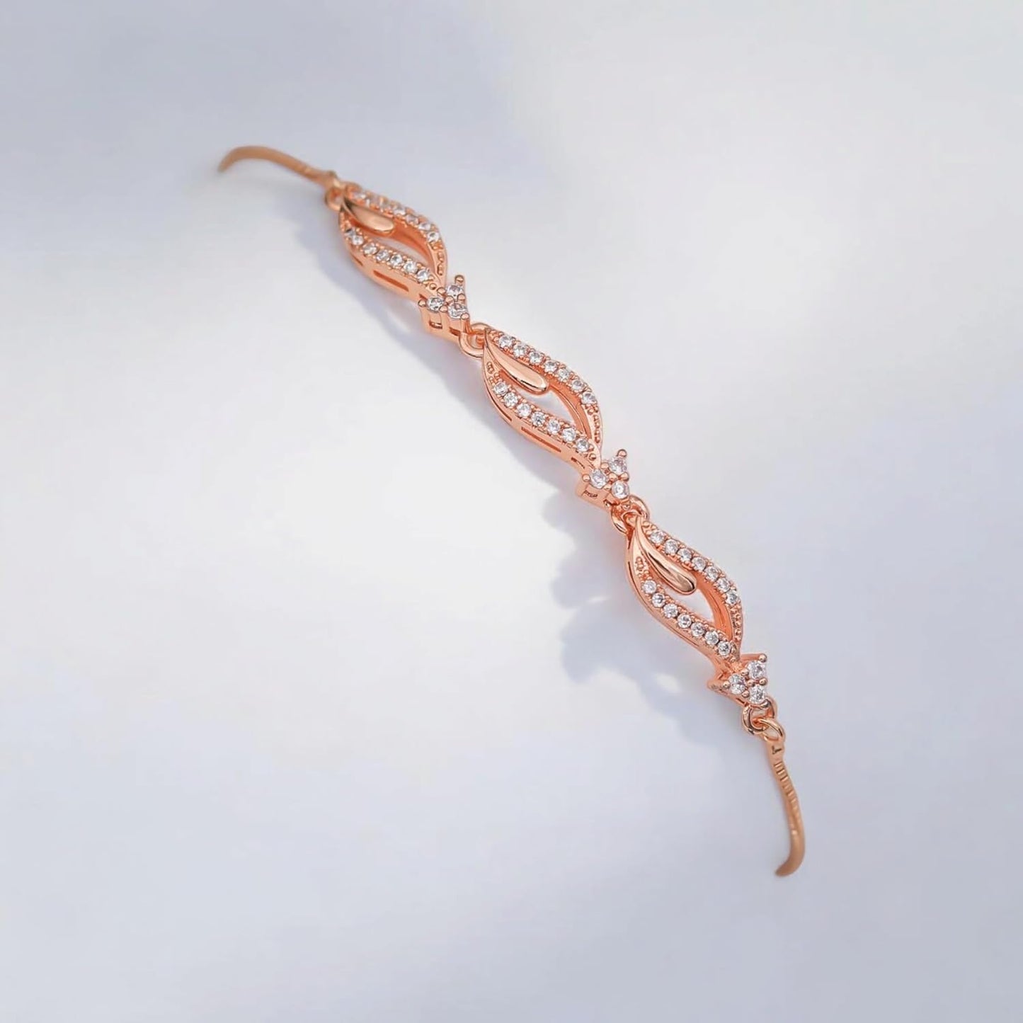 Adjustable Diamond Crystal Rose Gold Charm Bracelet