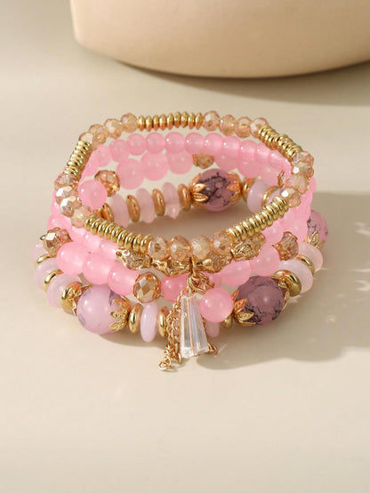 Bohemian Multilayer Crystal Bead Charm Bracelet