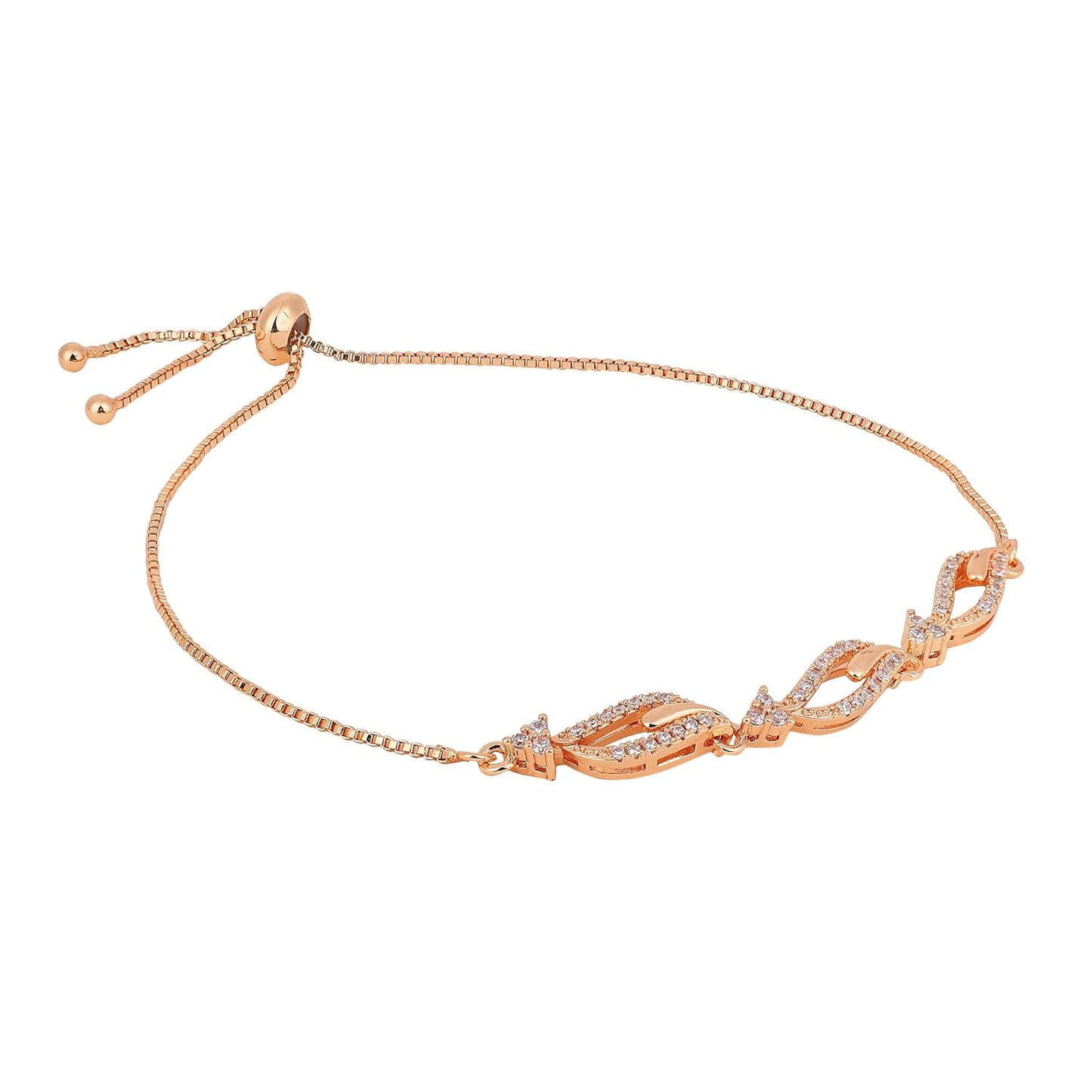 Adjustable Diamond Crystal Rose Gold Charm Bracelet