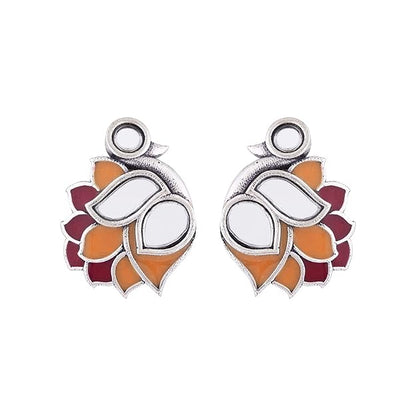 Large Silver Stud Earrings in Bird Motif Traditional Design