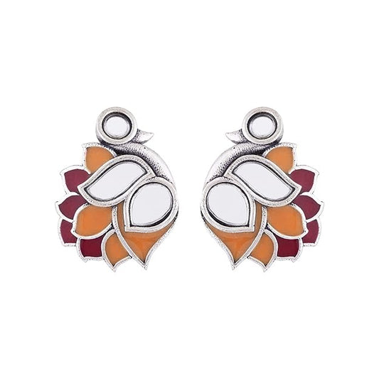 Silver Bird Motif Stud Earrings