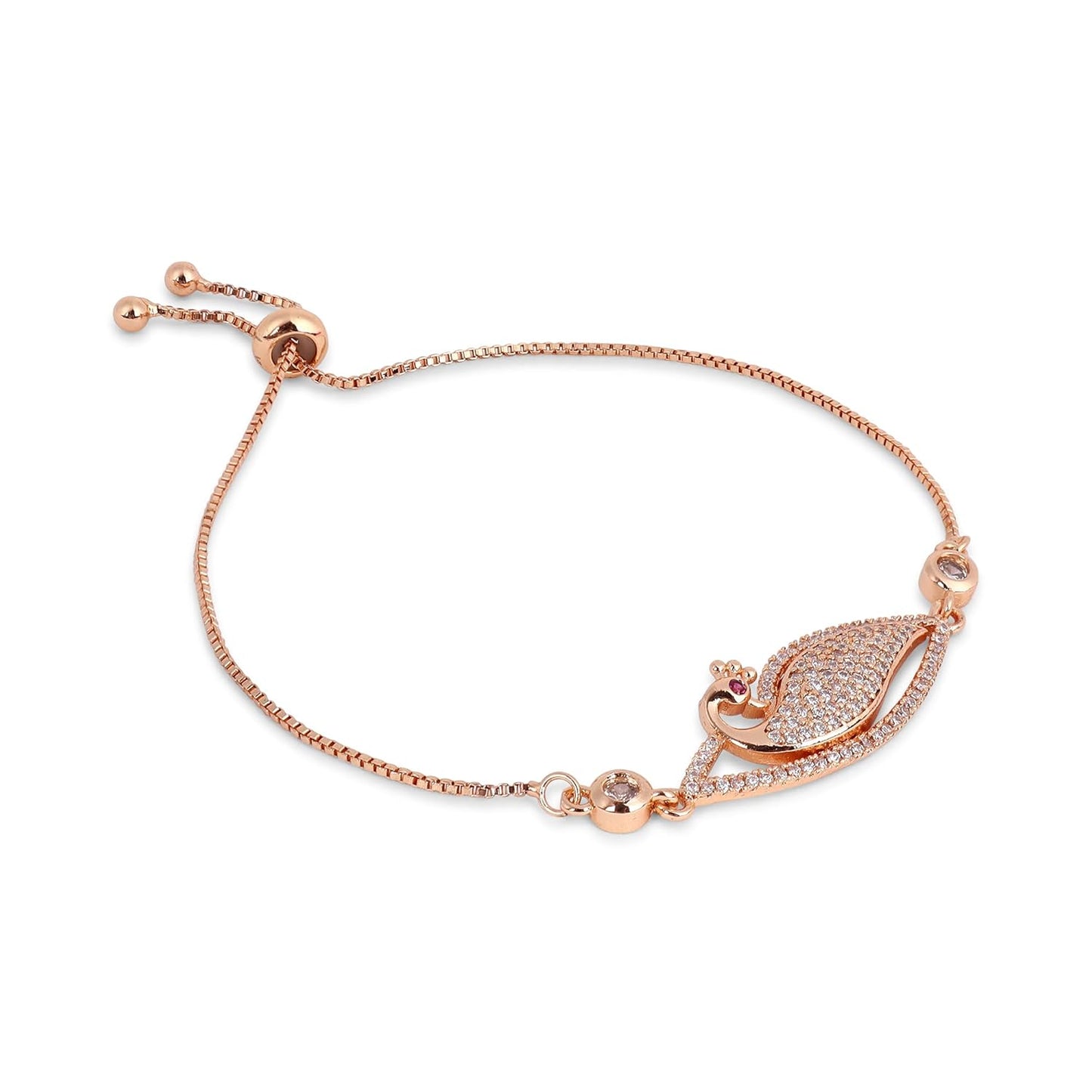 Adjustable Diamond Crystal Rose Gold Charm Bracelet