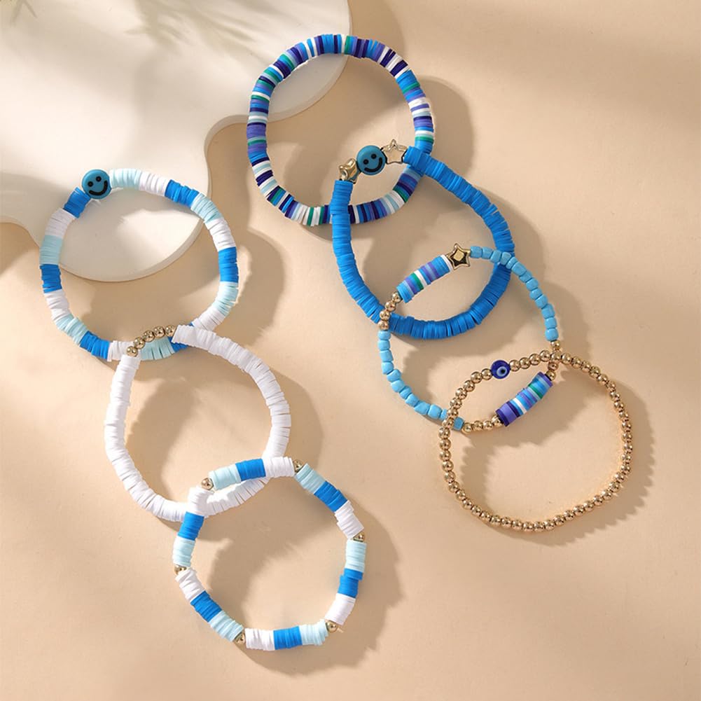 7-Pcs Colorful Beaded Bracelet Set for Friends