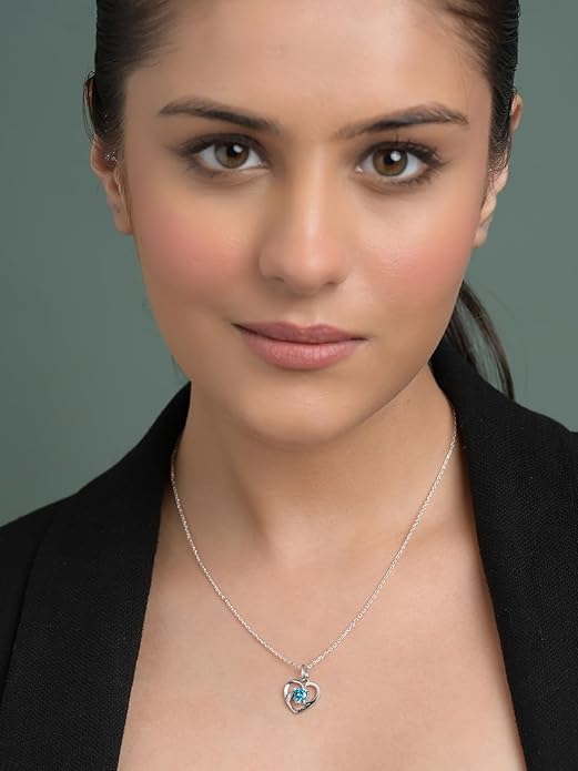 Silver Heart Pendant Necklace in 925 Sterling Silver with Optional Chain