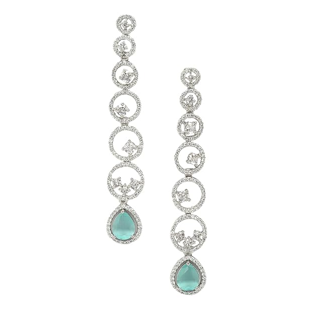 American Diamond Circular Drop Earrings