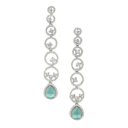 American Diamond Circular Drop Earrings