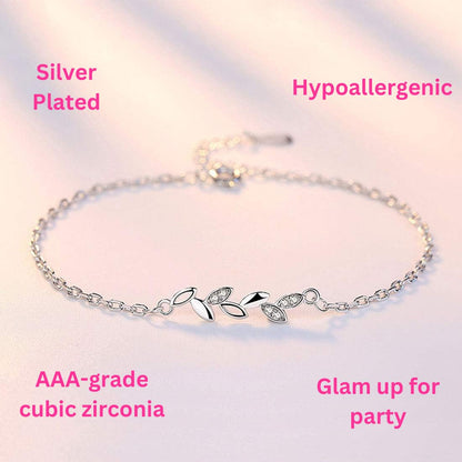 Copper Sterling Silver Plated Charm Bracelet for Women & Girls