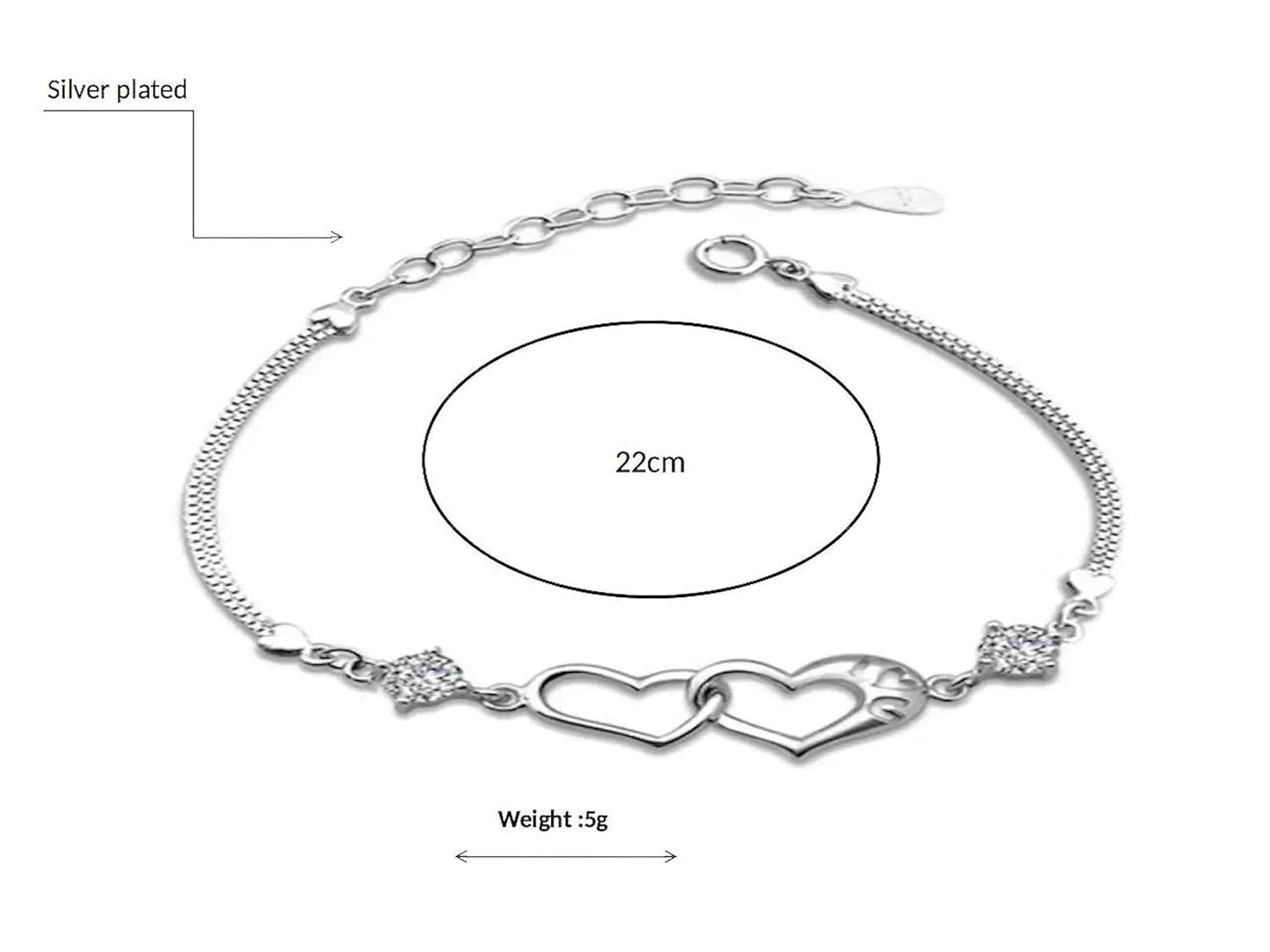 Rose Gold Double Heart Love Bracelet