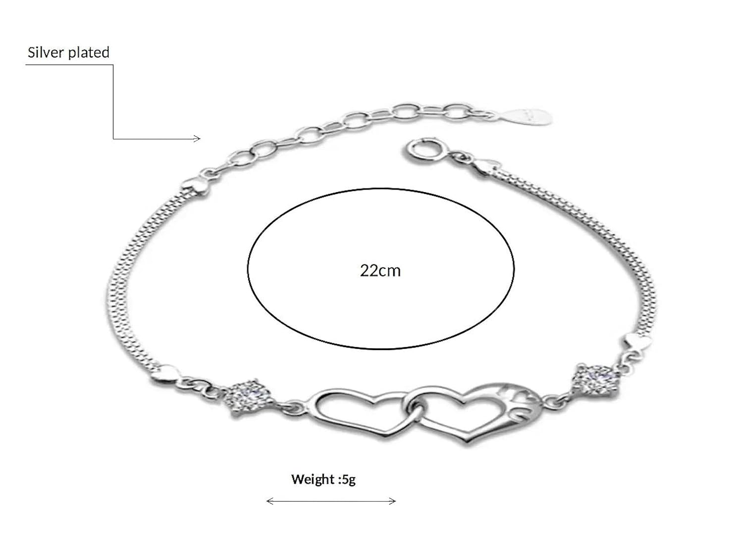 Rose Gold Double Heart Love Bracelet