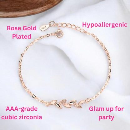 Copper Sterling Silver Plated Charm Bracelet for Women & Girls