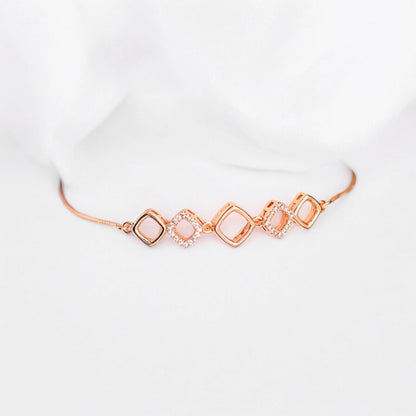 Adjustable Diamond Crystal Rose Gold Charm Bracelet