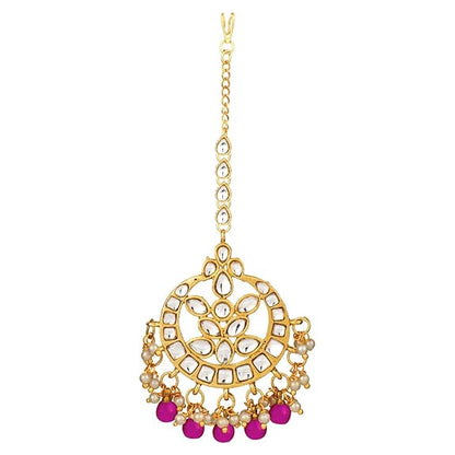 Mang Tikka for Women in Traditional Kundan & Pearl Earring Jewellery Set