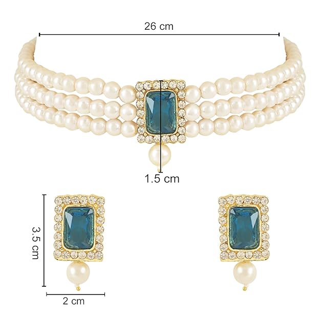 Pearl choker necklace with classic Indian styling
