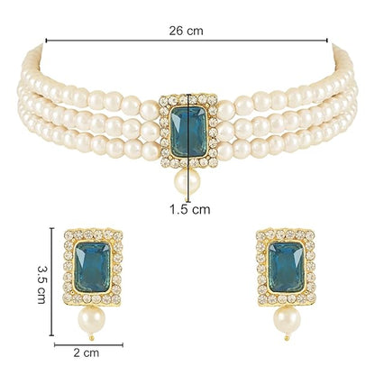 Pearl choker necklace with classic Indian styling