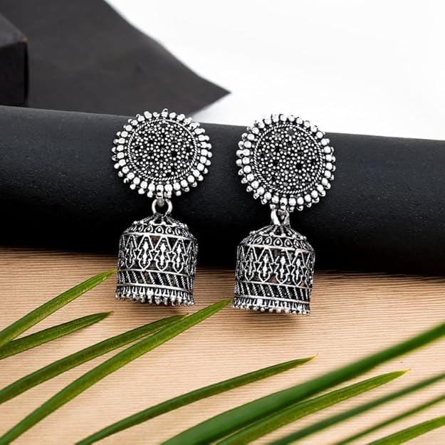 Multicolor Oxidised Earrings Jhumka Set of 4