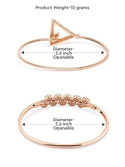 Cubic Zirconia Rose Gold Bracelet For Women (2 Pcs)