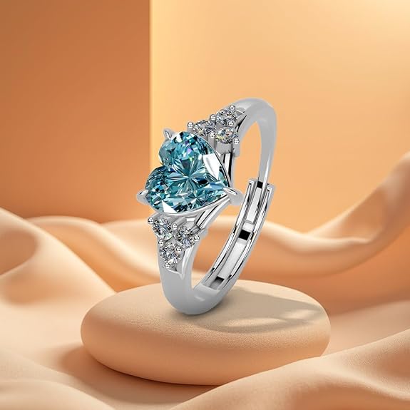 Blue Opal Ring in 925 Pure Sterling Silver Adjustable Modern Design