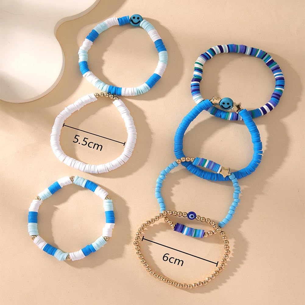 7-Pcs Colorful Beaded Bracelet Set for Friends