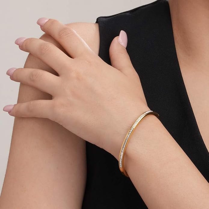 Waterproof Gold Sparkling Line Bangle