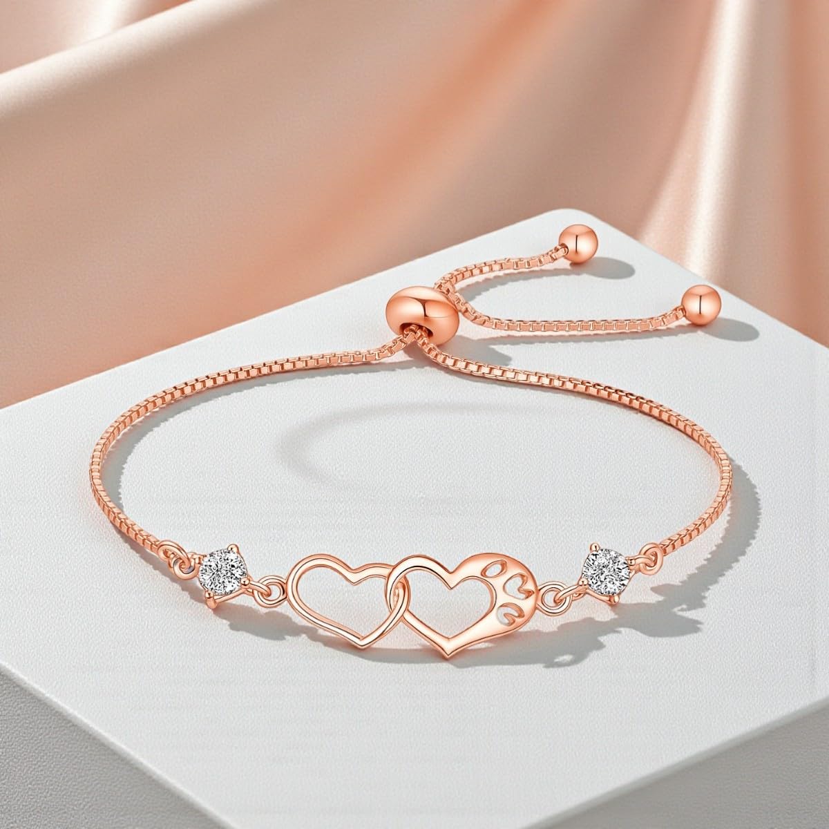 Rose Gold Double Heart Love Bracelet