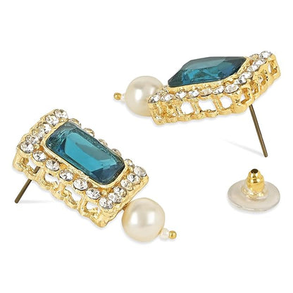 Pearl Choker Necklace in Gold Plated Traditional Stone and Pearl Choker Necklace Jewellery Set for Women