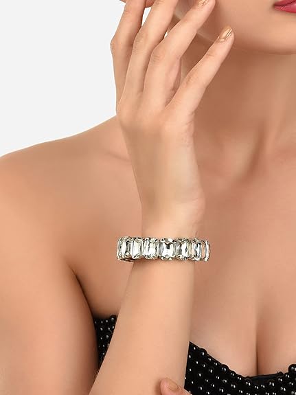 Silver Bracelets for Ladies with Dazzling Stone Party Bling Design