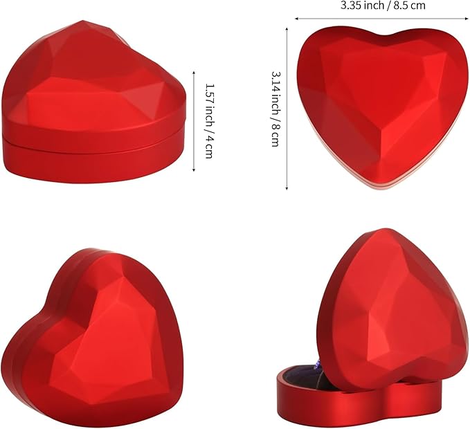 Light Up Engagement Red Ring Box with LED in Luxury Heart Velvet Design