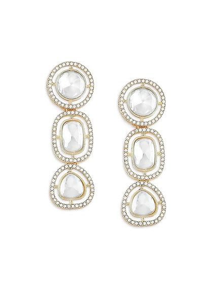 Gold Tone Austrian Diamond Dangle Earrings