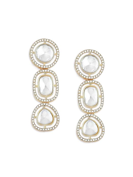 Gold Tone Austrian Diamond Dangle Earrings