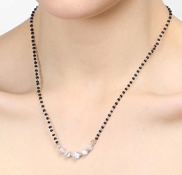 Mangalsutra necklace with traditional black bead detailing