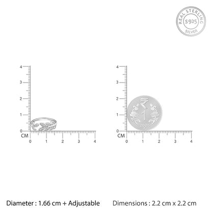 Leaf Engagement Ring in 925 Sterling Silver Zircon Leaf Adjustable Design