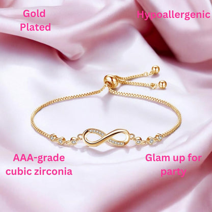 Infinity Diamond Gold Love Knot Bracelet