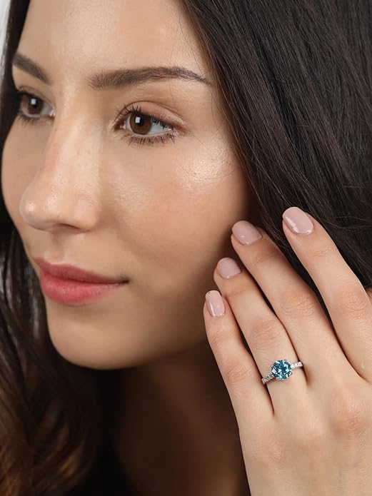 Red Heart Silver Ring in 925 Sterling Silver Round Stone Design with Adjustable Band