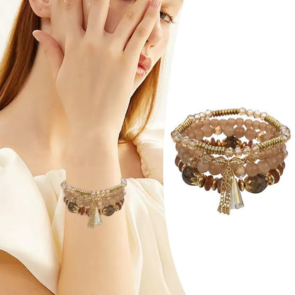 Bohemian Multilayer Crystal Bead Charm Bracelet