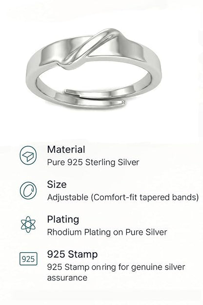 Solitaire Engagement Ring in Pure 925 Sterling Silver Adjustable Finger Ring Design