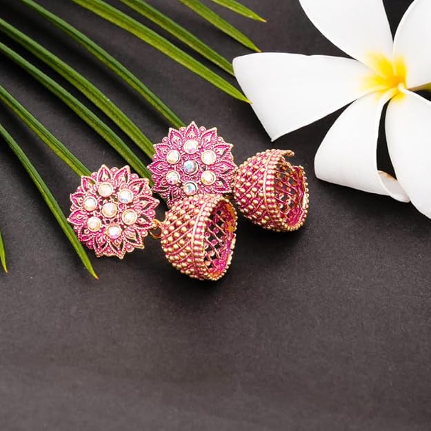 Multicolor Oxidised Earrings Jhumka Set of 4