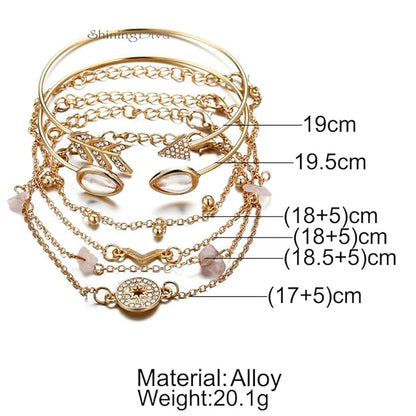 Latest Stylish Multilayer Gold Plated Bangle Bracelet for Women and Girls - Set of 6