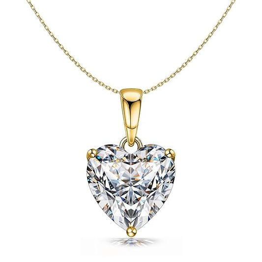 Heart Silver Necklace for Women in 925 Sterling Silver with Zirconia Shine