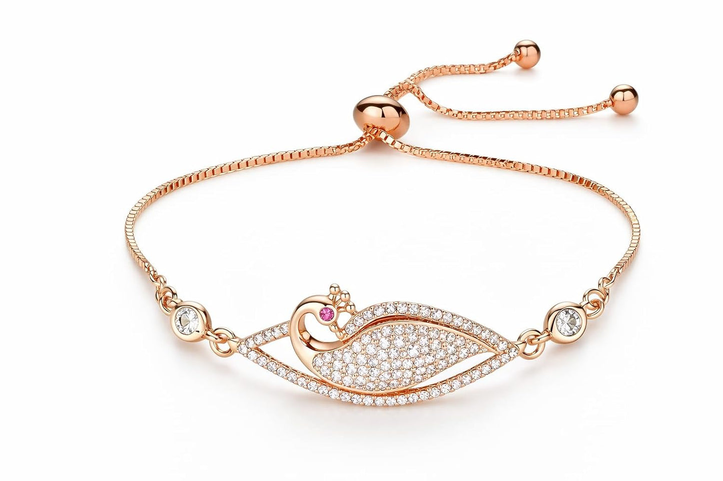 Adjustable Diamond Crystal Rose Gold Charm Bracelet